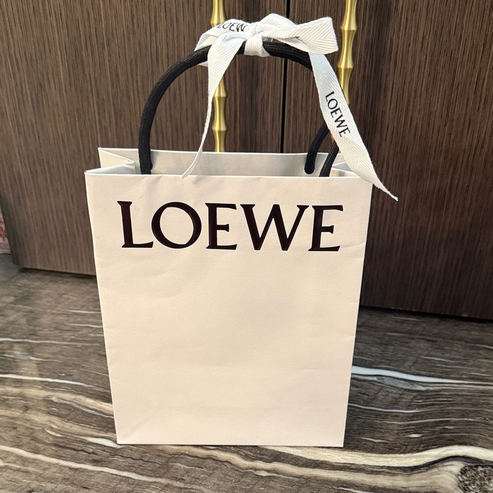 Loewe Cream Shopping Bag with Black Handles and Logo